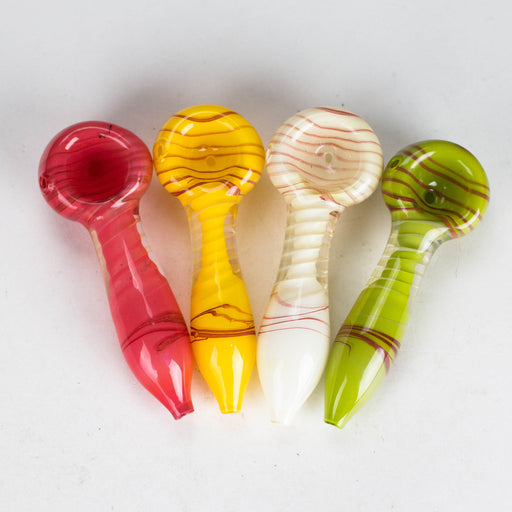 3" Spinal Outside Peanut (Pack of 2pcs) Hand Pipe, Assorted Colors Glass Pipe HALLO GLASS