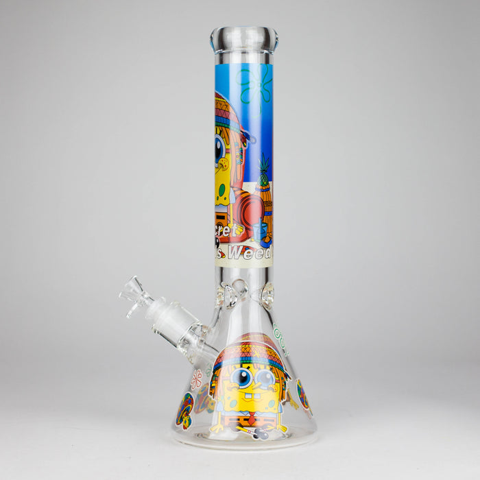 14" 7 mm Glass Bong With Cartoon Sponge Design [AQ0421-2] Glass Bong 777 Smoke