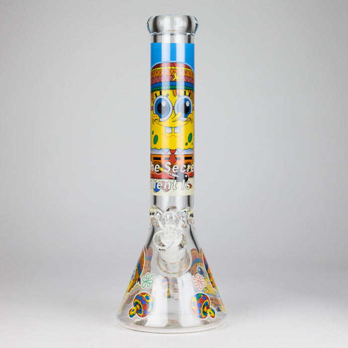 14" 7 mm Glass Bong With Cartoon Sponge Design [AQ0421-2] Glass Bong 777 Smoke