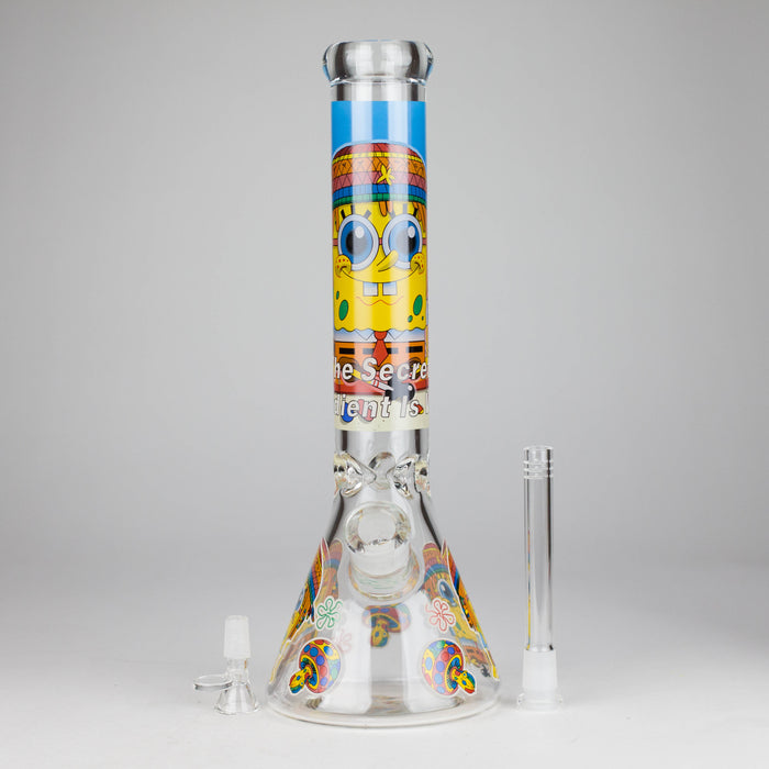 14" 7 mm Glass Bong With Cartoon Sponge Design [AQ0421-2] Glass Bong 777 Smoke