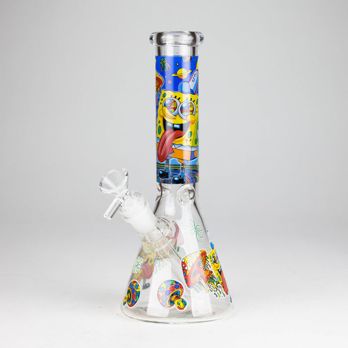 10" Glow-in-the-Dark Glass Bong with Cartoon Sponge Design Glass Bong 777 Smoke Design 2
