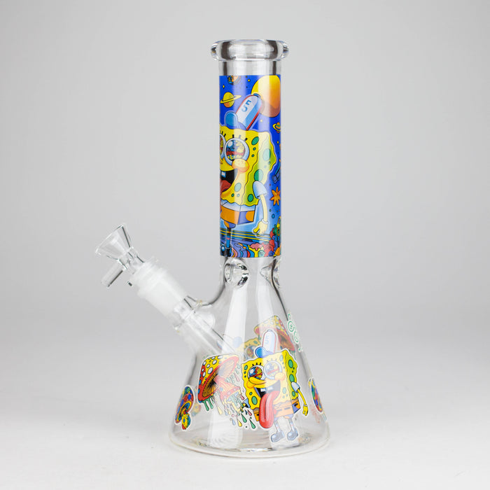 10" Glow-in-the-Dark Glass Bong with Cartoon Sponge Design Glass Bong 777 Smoke