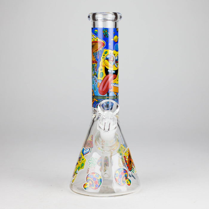 10" Glow-in-the-Dark Glass Bong with Cartoon Sponge Design Glass Bong 777 Smoke
