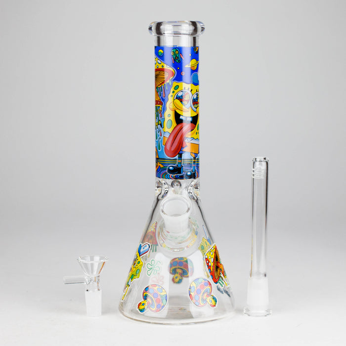 10" Glow-in-the-Dark Glass Bong with Cartoon Sponge Design Glass Bong 777 Smoke