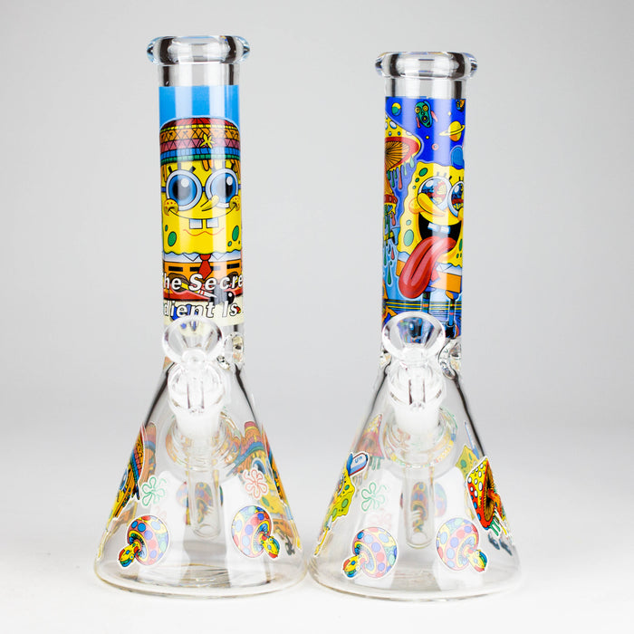 10" Glow-in-the-Dark Glass Bong with Cartoon Sponge Design Glass Bong 777 Smoke