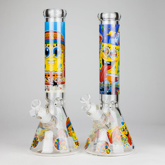 14" 7 mm Glass Bong With Cartoon Sponge Design [AQ0421-2] Glass Bong 777 Smoke