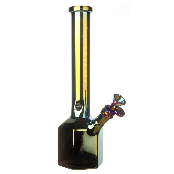 Fortune | 12" Hexagon Electroplated Barrel Base Glass Bong Glass Bong Fortune Iridescent Purple