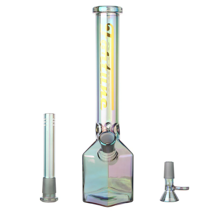 Fortune | 12" Hexagon Electroplated Barrel Base Glass Bong Glass Bong Fortune