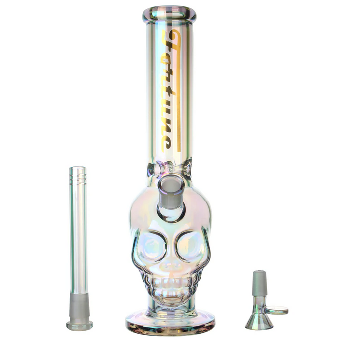 Fortune | 14" 7mm Electroplated Skull Glass Bong Glass Bong Fortune