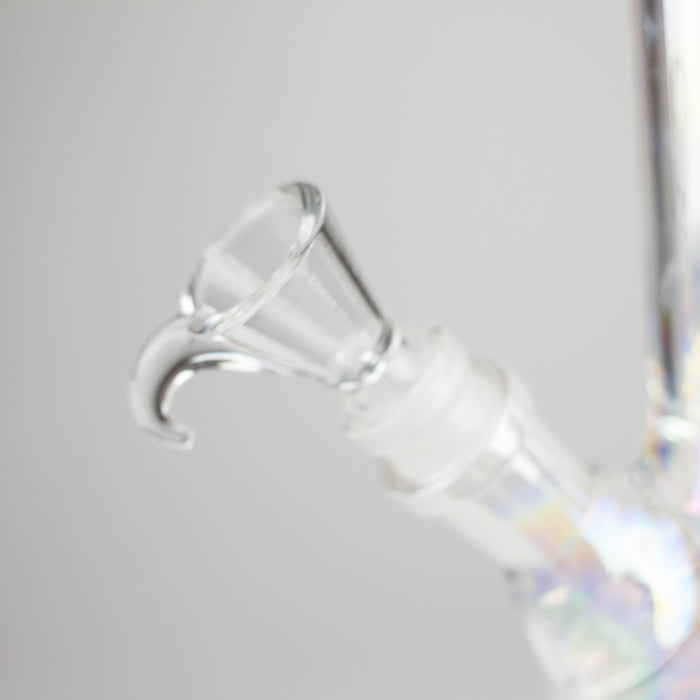 8" Shiny Beaker Bong with Ribbed Base, Color Amber Glossy and Rainbow Glass Bong HALLO GLASS