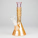 8" Shiny Beaker Bong 6 Rings Mouth Ring with Handle Slide, Color Amber Glossy and Rainbow Glass Bong HALLO GLASS
