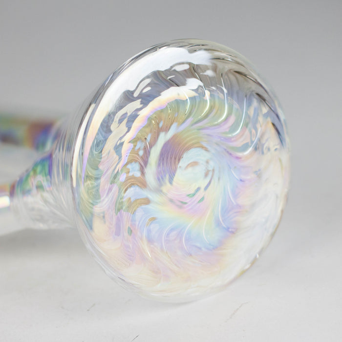 8" Shiny Beaker Bong with Ribbed Base, Color Amber Glossy and Rainbow Glass Bong HALLO GLASS