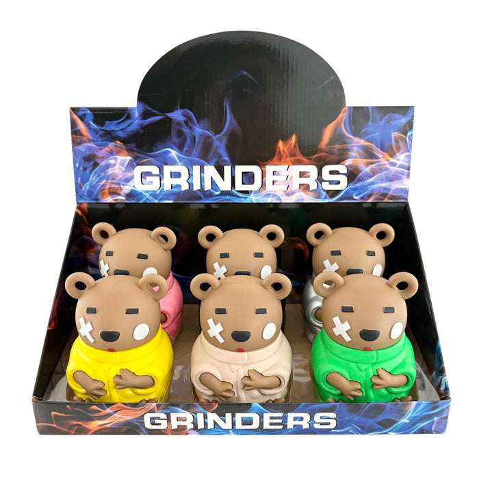 Street-Style Bear Herb Grinders – Assorted Colors-6CT Display Pack Super Supplys Inc