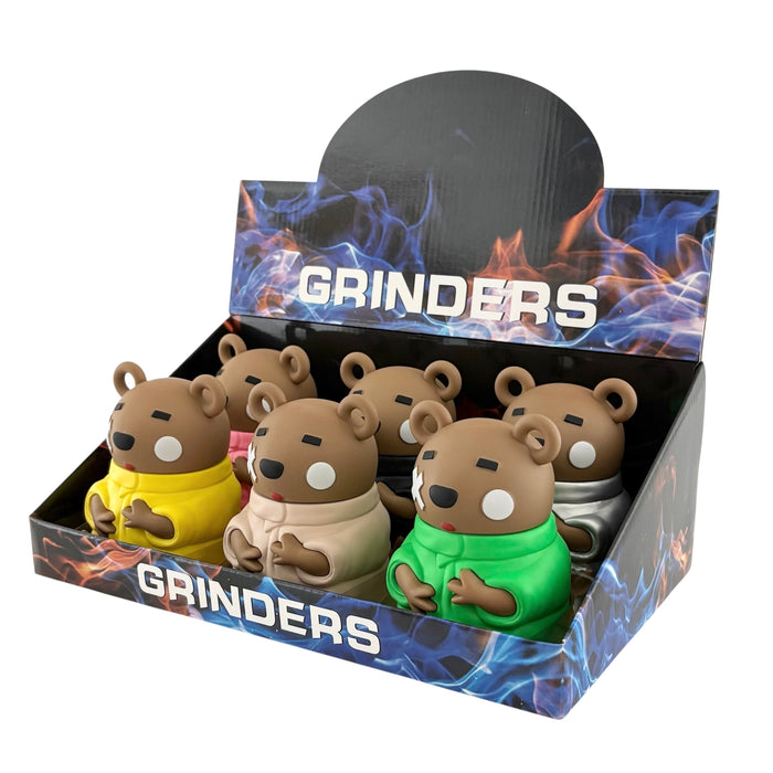 Street-Style Bear Herb Grinders – Assorted Colors-6CT Display Pack Super Supplys Inc