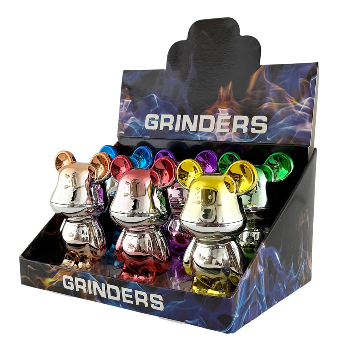 3-Piece Bear Design Metal Grinder – Assorted Colors - Display of 6 Display Pack Super Supplys Inc