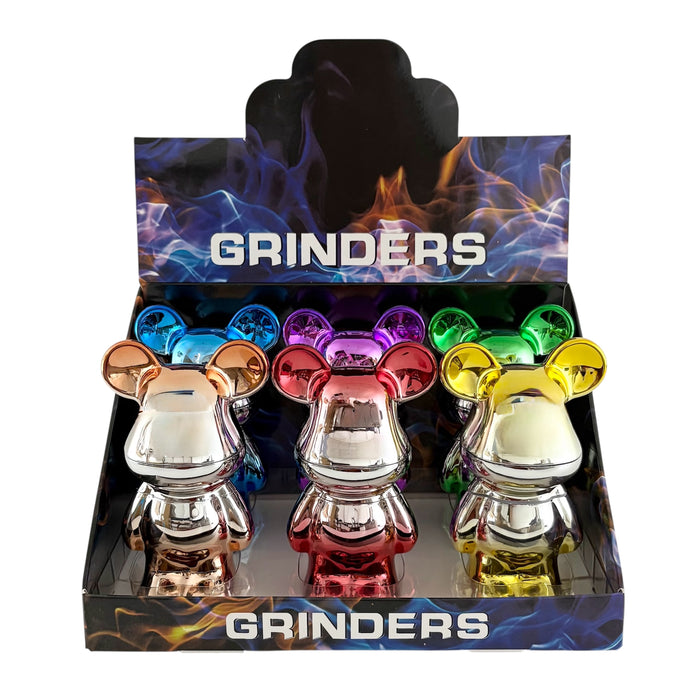 3-Piece Bear Design Metal Grinder – Assorted Colors - Display of 6 Display Pack Super Supplys Inc
