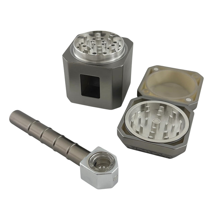 Hammer Style 4-Piece Metal Grinder with Built-In Pipe – Assorted Colors-6CT Display Pack Super Supplys Inc