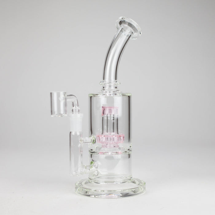 9" 2-in-1 Color accented Glass Dag Rig with Percolator Glass Bong 777 Smoke Pink