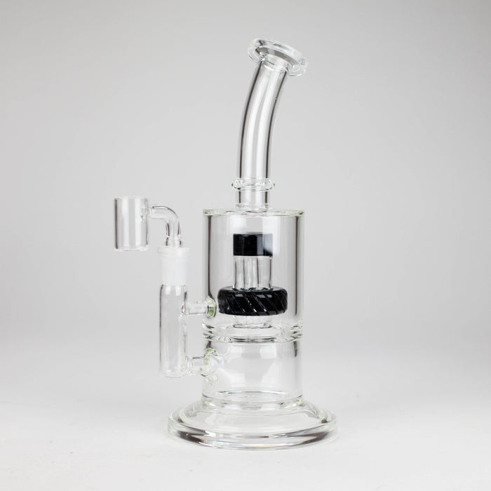 9" 2-in-1 Color accented Glass Dag Rig with Percolator Glass Bong 777 Smoke Black
