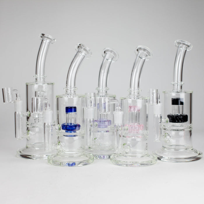 9" 2-in-1 Color accented Glass Dag Rig with Percolator Glass Bong 777 Smoke