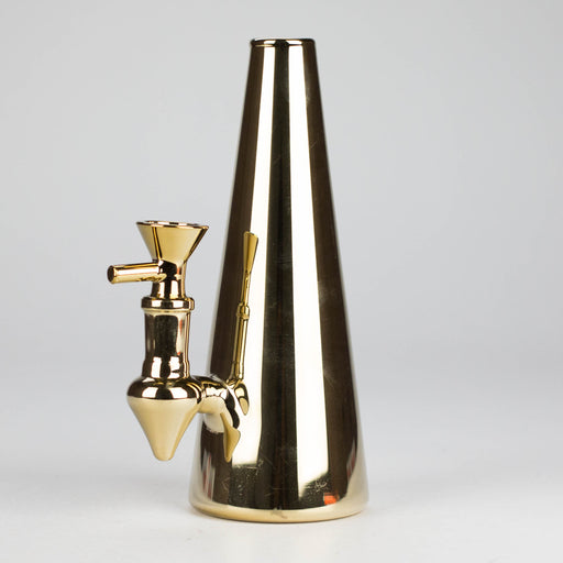 7" Solid Color Electroplate Glass Bong Glass Bong 777 Smoke Gold