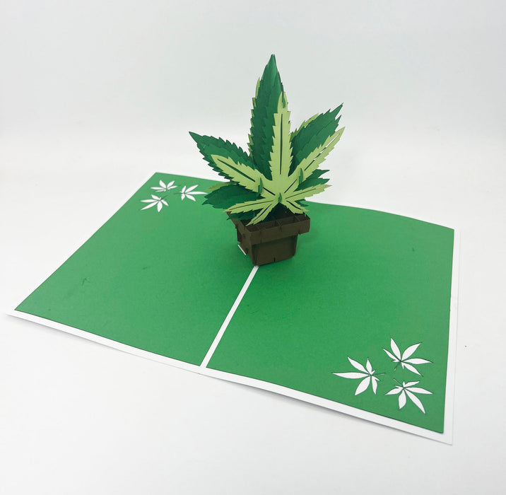 Intricate Greetings | Cannabis Leaf 3D Pop-Up Card – For Any Occasion Holiday · Anniversary Intricate Greetings
