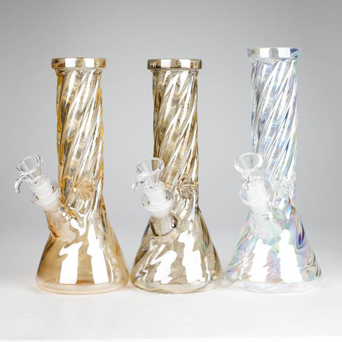 10" Twist Heavy Beaker Bong Glossy Glass Bong HALLO GLASS