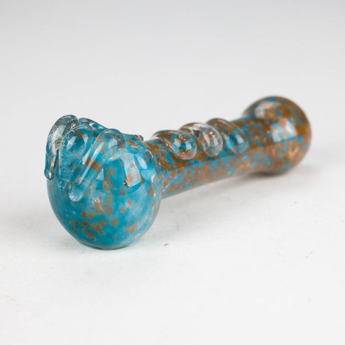 (2pc Set) 5" Peanut, three horns Multi Color Glass Pipe HALLO GLASS