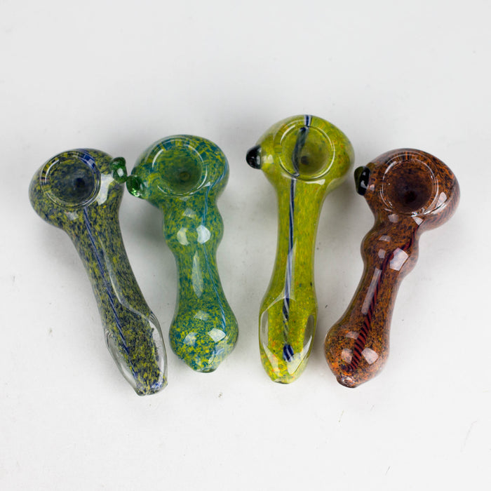 (2pc Set) 4.5" Heavy Peanuts Assorted Colors and Design Glass Pipe HALLO GLASS