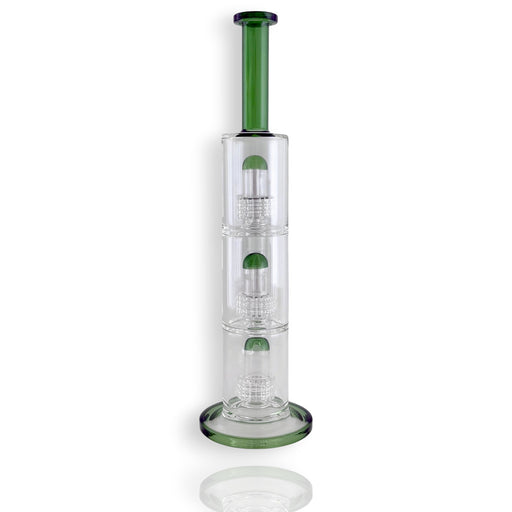 17" Triple Dome Percolator Water Pipe with 14mm Handle Bowl Piece Glass Bong Super Supplys Inc