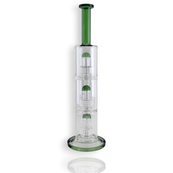 17" Triple Dome Percolator Water Pipe with 14mm Handle Bowl Piece Glass Bong Super Supplys Inc