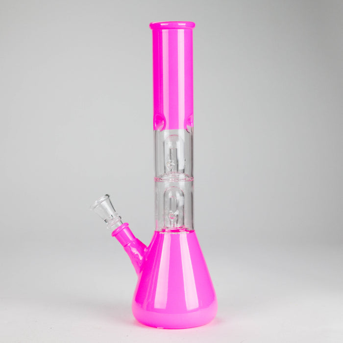12" Double Perc Fancy Glass Water Bong – Assorted Colors Glass Bong RMG WHOLESALE