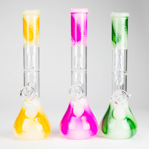 12" Double Perc Glass Water Bong – Fungus Design (Assorted Colors) Glass Bong RMG WHOLESALE