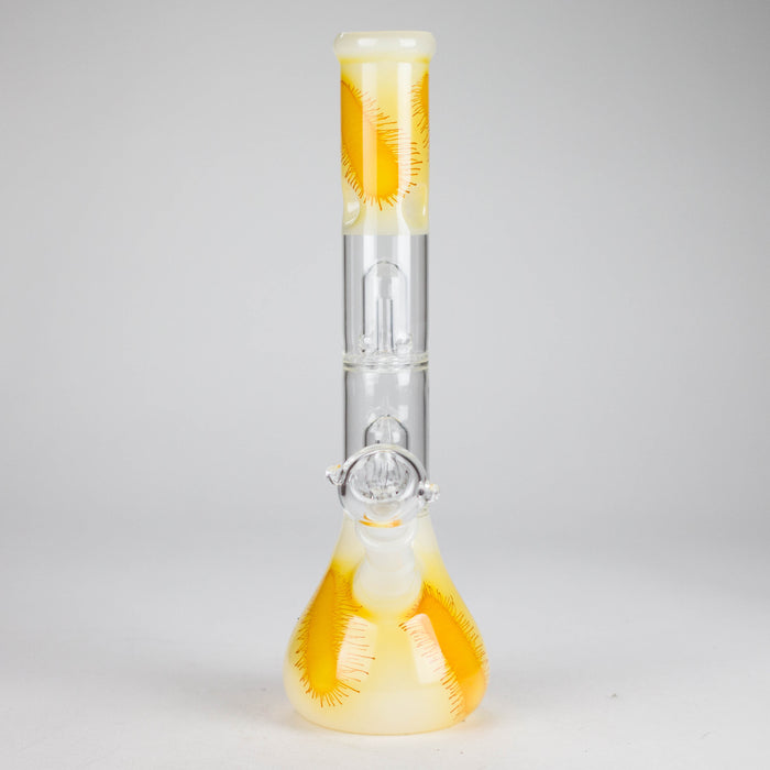 12" Double Perc Glass Water Bong – Fungus Design (Assorted Colors) Glass Bong RMG WHOLESALE
