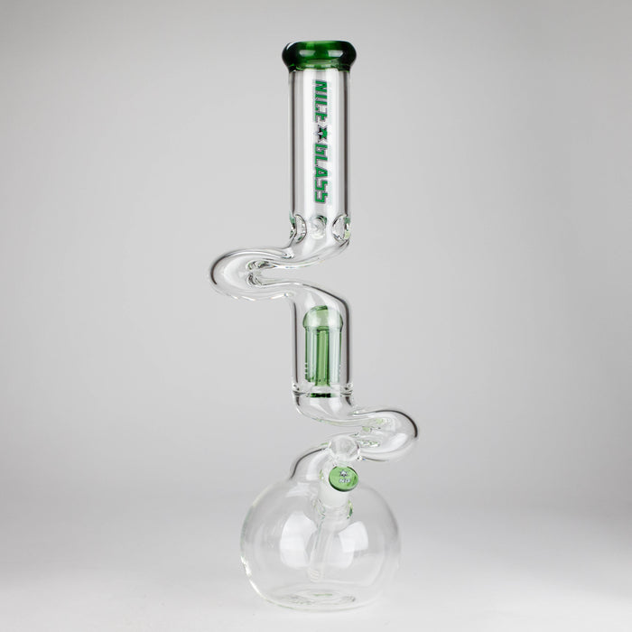 NG | 18" Double Zong 4-Arm Perc Beaker [G2232] Glass Bong High-End Brands Glass GREEN
