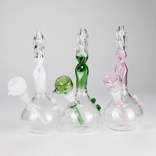 7" Twisted Neck Glass Bong – Assorted Colors Glass Bong RMG WHOLESALE