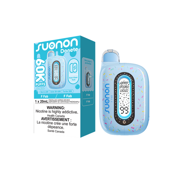 [ON] SUONON DONETE Disposable Vape – 60,000 Puffs, 20mL (Box of 5) Ontario Excise Tax TJ VAPE F Fab