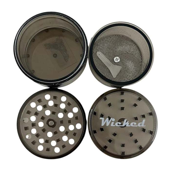 Wicked | Acrylic 4-Part Grinder – 63mm x 69mm (12 PCS) Display Pack Super Supplys Inc