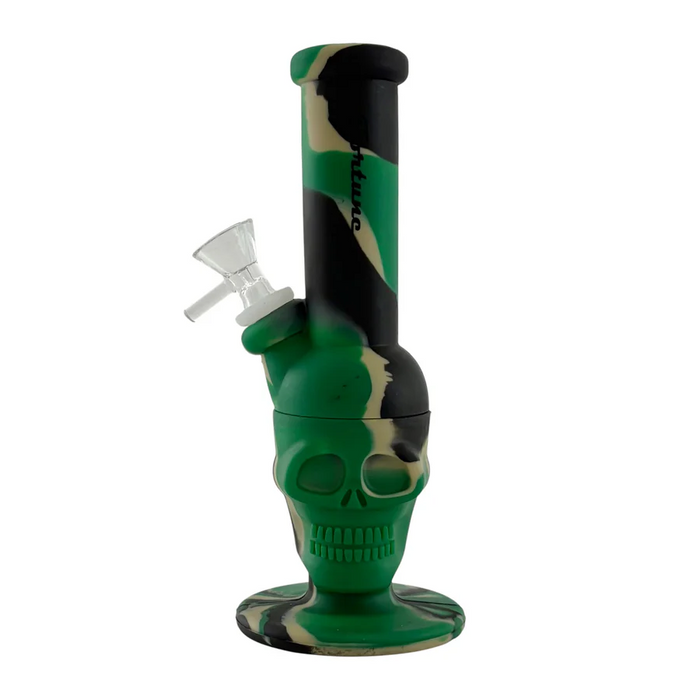 8" Skull Design Silicone Water Pipe – Assorted Colours Resin · Silicone · Plastic Bong Fortune