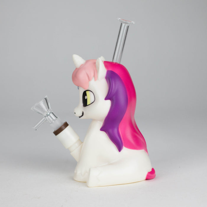 7.6" Vinyl unicorn water pipe Resin · Silicone · Plastic Bong JJ Distribution