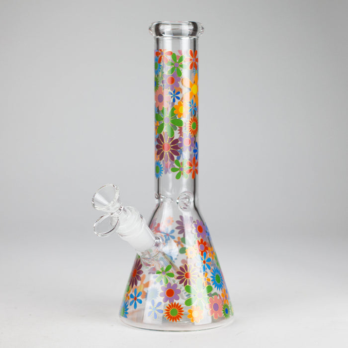 10″ Flower Design Glass Beaker Bong Glass Bong 777 Smoke Design 1