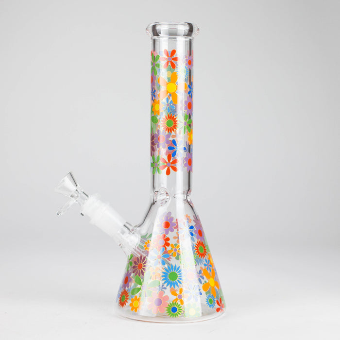 10″ Flower Design Glass Beaker Bong Glass Bong 777 Smoke
