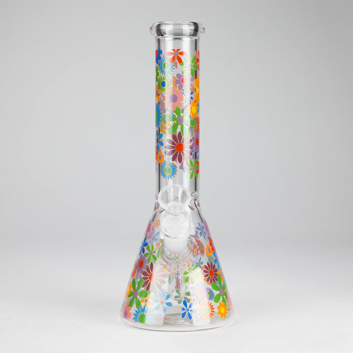 10″ Flower Design Glass Beaker Bong Glass Bong 777 Smoke