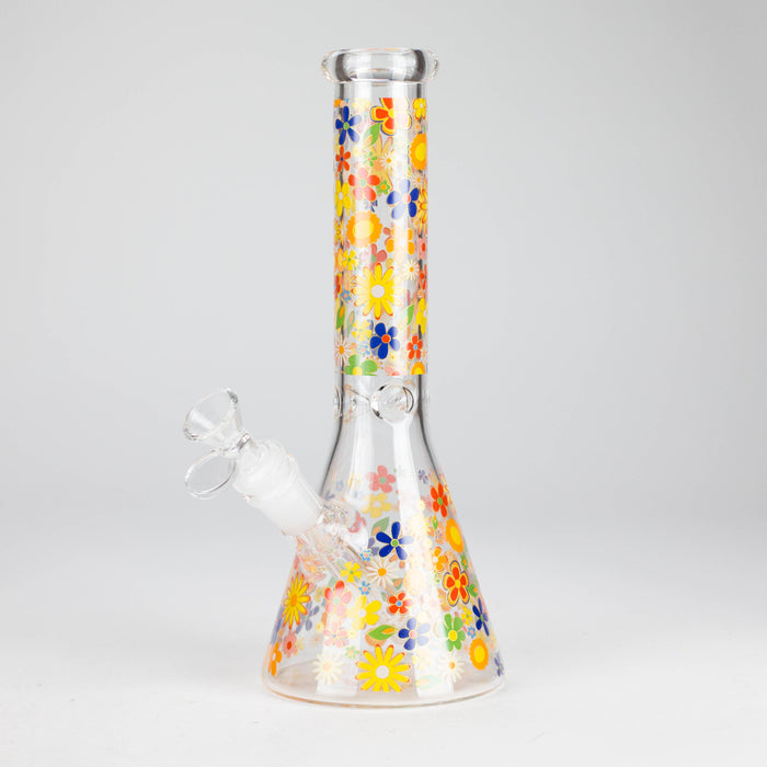 10″ Flower Design Glass Beaker Bong Glass Bong 777 Smoke Design 2