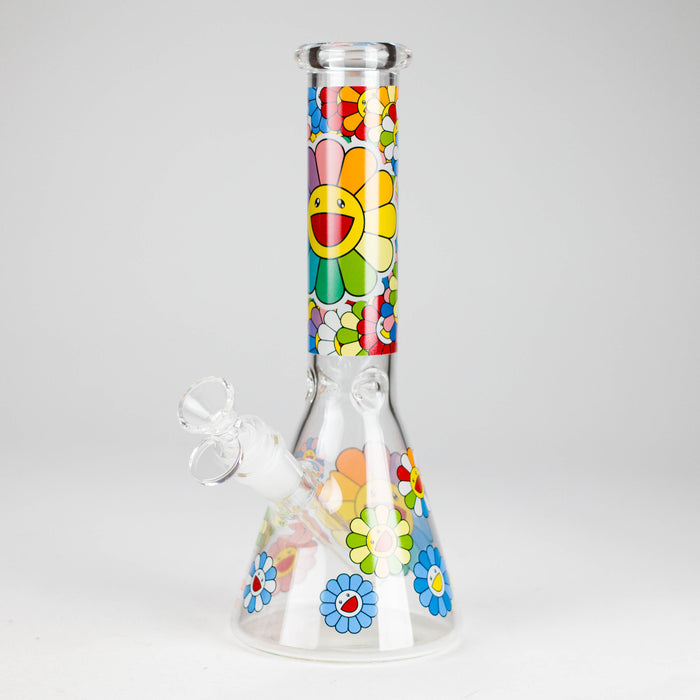 10″ Smile Flower Design Glass Beaker Bong Glass Bong 777 Smoke Design 1