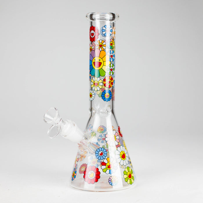10″ Smile Flower Design Glass Beaker Bong Glass Bong 777 Smoke Design 2
