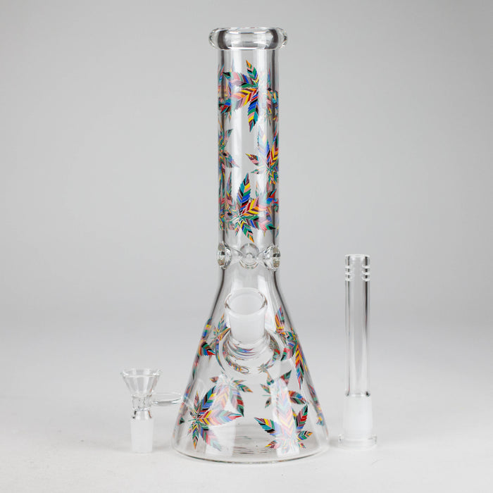 10" Leaves Design Glass Beaker Bong Glass Bong 777 Smoke