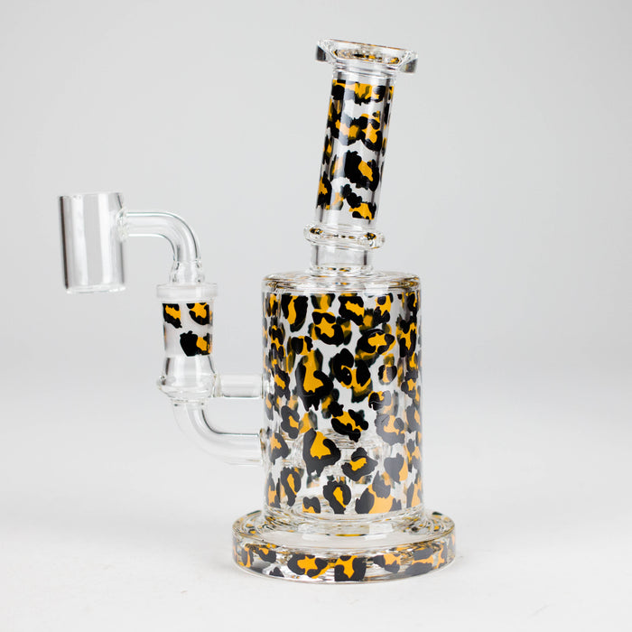 7″ 2-in-1 Leopard Print Rig with Perc – Banger & Bowl Included Glass Rig 777 Smoke