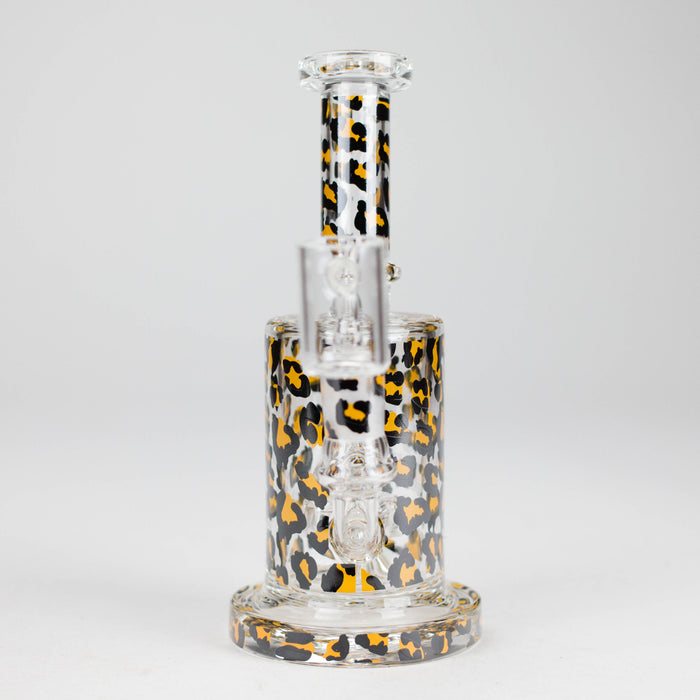 7″ 2-in-1 Leopard Print Rig with Perc – Banger & Bowl Included Glass Rig 777 Smoke
