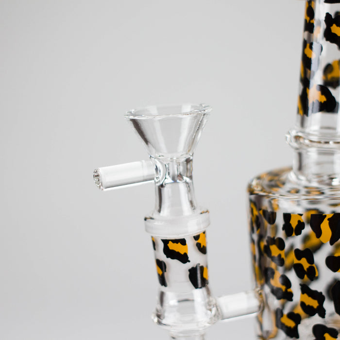 7″ 2-in-1 Leopard Print Rig with Perc – Banger & Bowl Included Glass Rig 777 Smoke